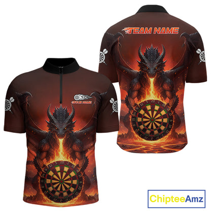 Fire Flame Dragon Red Darts Custom Men Darts Jersey Flaming Darts League Shirt NYN2040