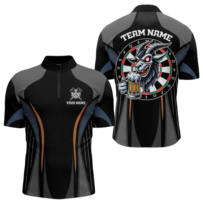 Custom Goat With Beer Funny Dart Shirts For Men, Dart Team Jerseys NYN0023