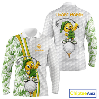 Golf-themed shirt with cartoon duck character and 'Team Name' text.