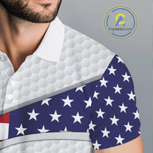Load image into Gallery viewer, American Flag Patriot Personalized Golf White Mens Golf Polo Shirts Custom Name Golf Gifts NYN3148