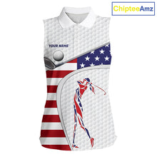 Load image into Gallery viewer, American Flag Patriot Personalized Golf White Womens Golf Sleeveless Polo Shirts Custom Golf Gifts NYN3148
