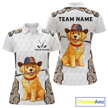 Load image into Gallery viewer, Personalized Cowboy Pattern White Golf Ball Womens Golden Golf Polo Shirts Custom Name Golf Gifts NYN3151