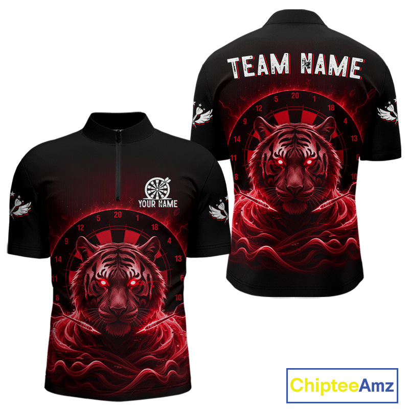 Black And Blue Smokes Tiger Dartboard Custom Mens Polo Dart Shirt Funny Dart Jerseys NYN1782