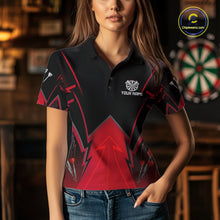 Load image into Gallery viewer, Personalized Blue Dartboard &amp; Arrow Darts Polo &amp; 1/4-Zip Shirt For Women Dart Team Jerseys NYN2945