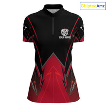 Load image into Gallery viewer, Personalized Blue Dartboard &amp; Arrow Darts Polo &amp; 1/4-Zip Shirt For Women Dart Team Jerseys NYN2945