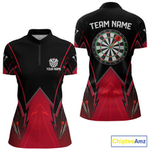 Load image into Gallery viewer, Personalized Blue Dartboard &amp; Arrow Darts Polo &amp; 1/4-Zip Shirt For Women Dart Team Jerseys NYN2945