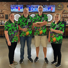 Load image into Gallery viewer, Green Grafffiti Play Darts Polo &amp; Quarter Zip Shirt Personalized Funny Crocodile Women Darts Jersey NYN2948