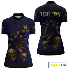 Load image into Gallery viewer, Blue Dripping Cobra Dartboard Custom Women Quarter-Zip Darts Shirt Grunge Skull Darts Jersey NYN1798