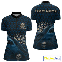 Load image into Gallery viewer, Blue Dripping Cobra Dartboard Custom Women Quarter-Zip Darts Shirt Grunge Skull Darts Jersey NYN1799