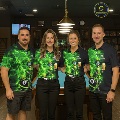 Fire Flame Shamrock Skeleton St Patrick's Day Men Billiard Shirts Custom Pool 8 Balls Billiard Attire NYN2741