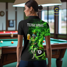Load image into Gallery viewer, Fire Flame Shamrock Skeleton St Patrick's Day Women Billiard Shirts Custom Pool 8 Balls Billiard Attire NYN2741