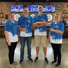Load image into Gallery viewer, White &amp; Blue Grunge Ribbons Pattern Prostate Cancer Dart Shirt For Men Custom Dart Team Jerseys NYN3348