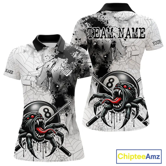 Funny Spider Billiard Pool Shirts For Women Custom Grunge Ball 8 Billiard League Jerseys NYN2304
