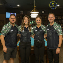 Load image into Gallery viewer, US Flag Camouflage 8 Ball Pool Billiard Polo &amp; Quarter-Zip Custom Billiard Team Attire For Women NYN2748