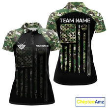 Load image into Gallery viewer, US Flag Camouflage 8 Ball Pool Billiard Polo &amp; Quarter-Zip Custom Billiard Team Attire For Women NYN2748
