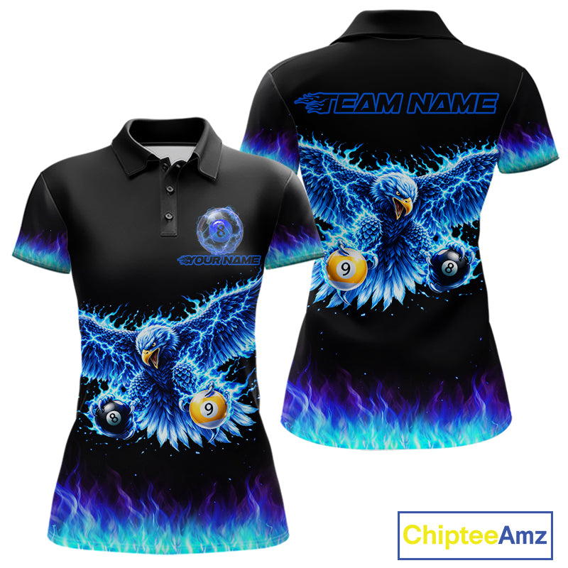 Blue Flaming Eagle Play 8 Ball And 9 Ball Billiard Pool Shirt For Women Custom Billiard Team Appeal NYN2761