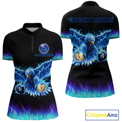 Blue Flaming Eagle Play 8 Ball And 9 Ball Billiard Pool Shirt For Women Custom Billiard Team Appeal NYN2761