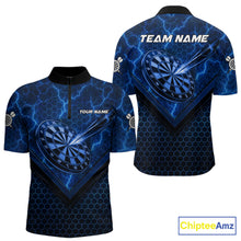 Load image into Gallery viewer, Blue Hexagon Pattern Thunder Lightning Mens Darts Shirt Personalized Dart Team Jerseys For Darters NYN3164