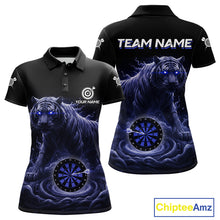 Load image into Gallery viewer, Custom Blue Smokes Funny Tiger Dartboard Women Darts Polo Shirt, Outfits Dart Jerseys NYN1811
