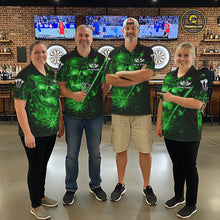 Load image into Gallery viewer, Lightning Green Butterflies Skull Dartboard Custom Women Darts 1/4-Zip Shirt Dart Jerseys NYN2354