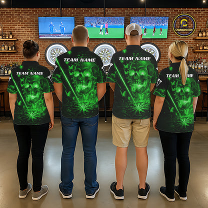 Lightning Green Butterflies Skull Dartboard Custom Men Darts Polo Shirt Dart Jerseys NYN2354