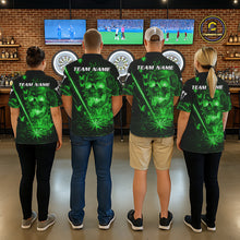 Load image into Gallery viewer, Lightning Green Butterflies Skull Dartboard Custom Women Darts 1/4-Zip Shirt Dart Jerseys NYN2354