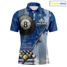 Load image into Gallery viewer, Blue Grey Grunge 8 Ball Pool Shirts Custom Men Billiard Pool Shirts Rack Billiard Team Jerseys NYN2976