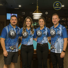 Load image into Gallery viewer, Blue Grey Grunge 8 Ball Pool Shirts Custom Men Billiard Pool Shirts Rack Billiard Team Jerseys NYN2976