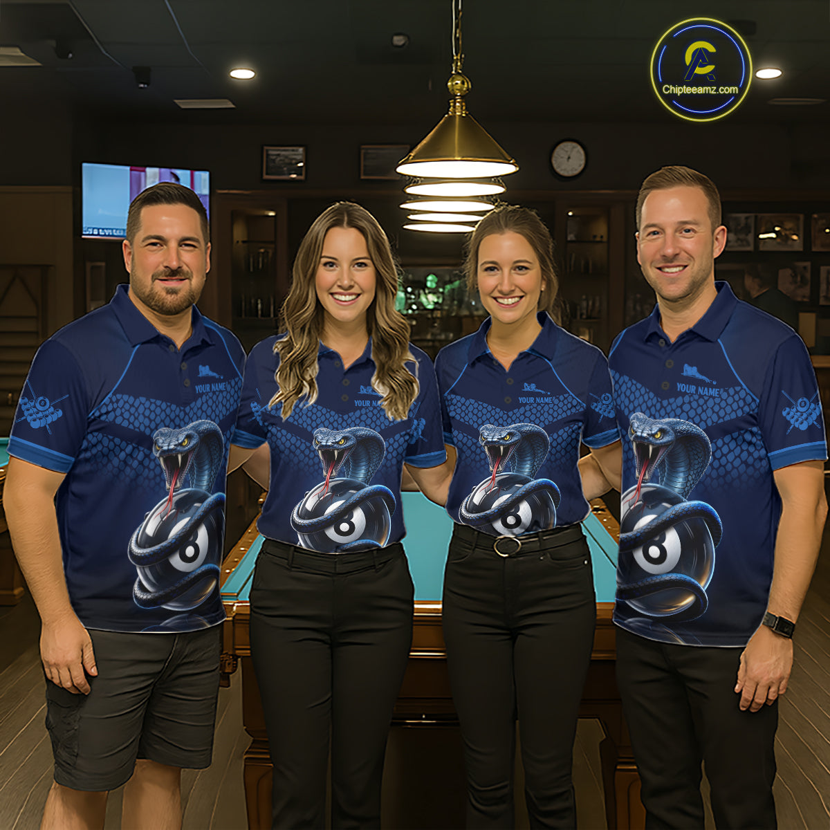 Personalized Funny 8 Ball Pool Cobra Snake Billiard Shirts For Women Billiard Polo & 1/4-Zip Jerseys NYN2988