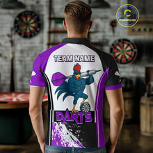 Load image into Gallery viewer, Purple Fiery Rooster Fury Dart Arrow Men Funny Darts Polo Shirt Custom Name Darts Jersey NYN2112