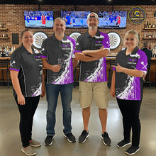 Load image into Gallery viewer, Purple Fiery Rooster Fury Dart Arrow Men Funny Darts Polo Shirt Custom Name Darts Jersey NYN2112