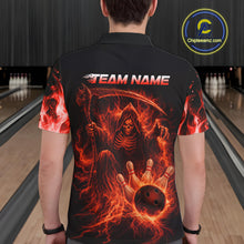 Load image into Gallery viewer, Personalized Red Flaming Grim Reaper Bowling Team Shirts For Women Bowling Polo &amp; 1/4-Zip Jersey NYN2776