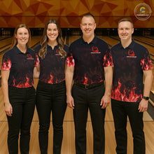 Load image into Gallery viewer, Personalized Red Flaming Grim Reaper Bowling Team Shirts For Women Bowling Polo &amp; 1/4-Zip Jersey NYN2776