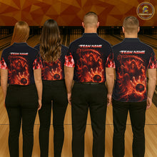 Load image into Gallery viewer, Personalized Red Flaming Grim Reaper Bowling Team Shirts For Women Bowling Polo &amp; 1/4-Zip Jersey NYN2776