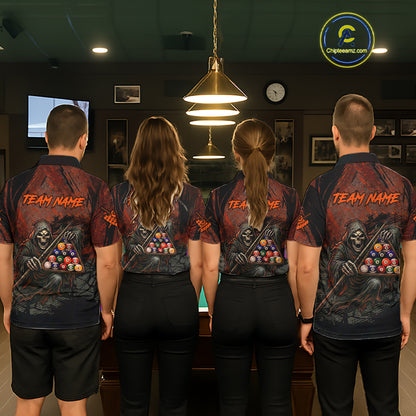 Custom Black And Gold 8 Ball 9 Ball Break Glass Billiard Shirt For Men, Pool Billiard Clothes Jersey NYN3019