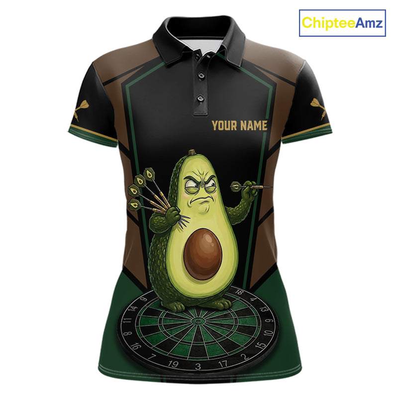 Angry Avocado Brown And Green Funny Darts Jersey For Women Custom Polo & 1/4 Zip Darts Team Shirts NYN3207
