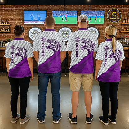 Personalized White And Purple Striped Leopard Darts Quarter-Zip Shirts For Women Dart Team Jerseys NYN2199