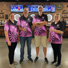 Load image into Gallery viewer, Custom Smoke Pink Fire Flaming Dart Arrow Men Darts Quarter-Zip League Shirts Dart Team Jerseys NYN2213