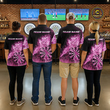 Load image into Gallery viewer, Custom Smoke Pink Fire Flaming Dart Arrow Men Darts Quarter-Zip League Shirts Dart Team Jerseys NYN2213