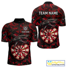 Load image into Gallery viewer, Custom Red Digital Camo Dartboard Horror Shark Darts Quarter-Zip Shirt For Men Dart Gifts NYN1965