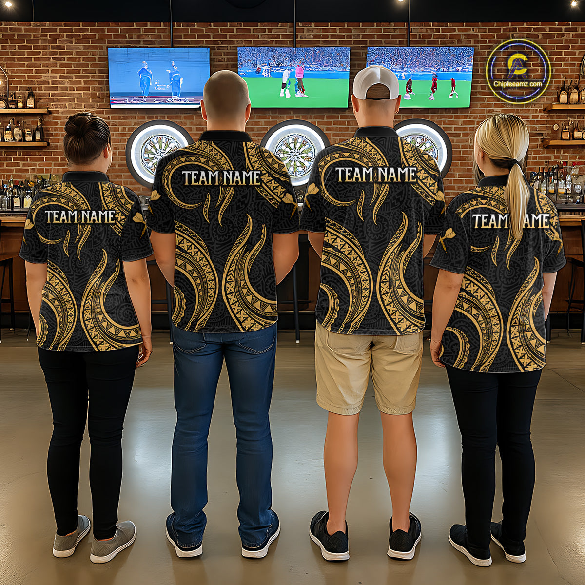 Black And Gold Tribal Human Play Dartboard Darts Quarter-zip Shirt Personalized Dart Jerseys For Women NYN2518