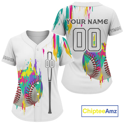 Custom Women's Baseball Shirt Colorful Grunge Baseball Jersey, Baseball Shirt For Newborn NYN1120