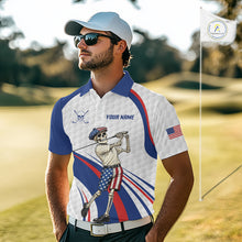 Load image into Gallery viewer, American Flag Golf Polo Shirts For Men Custom Skeleton Golfer Patriot Golf Team Clothing NYN3264