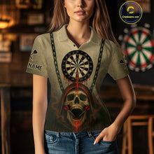 Load image into Gallery viewer, Custom Red Dripping Skull Halloween Dart Polo Shirt For Women Hallow's Eve Dart Team Jersey NYN1456