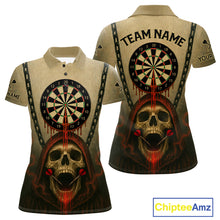 Load image into Gallery viewer, Custom Red Dripping Skull Halloween Dart Polo Shirt For Women Hallow's Eve Dart Team Jersey NYN1456