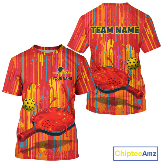 Custom Dripping Pickleball Paddle & Ball Jerseys Men Splashed Colorful Pickleball Shirt NYN2223