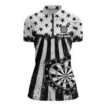 Load image into Gallery viewer, Black White Heart Broken Dartboard Women Darts Valentine Shirt Custom Dart 1/4-Zip Couple Gifts NYN2543