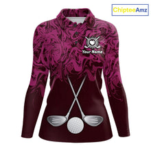 Load image into Gallery viewer, Women Golf Clothing Pink Fluid Pattern Golf Polo Shirt Custom White Golf Clubs Ball Golf Upf Shirts NYN2935