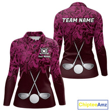 Load image into Gallery viewer, Women Golf Clothing Pink Fluid Pattern Golf Polo Shirt Custom White Golf Clubs Ball Golf Upf Shirts NYN2935