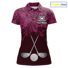 Load image into Gallery viewer, Women Golf Clothing Pink Fluid Pattern Golf Polo Shirt Custom White Golf Clubs Ball Golf Upf Shirts NYN2935